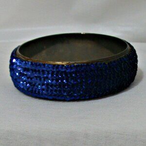 Handmade Vintage Sequin Bangle Bracelets Blue
